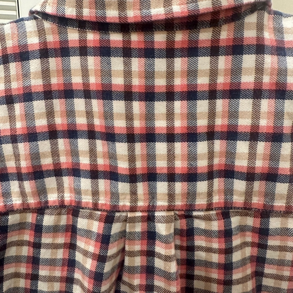 Madewell Plaid Button Front Shirt | Red Navy Cream | Large - Picture 5 of 6